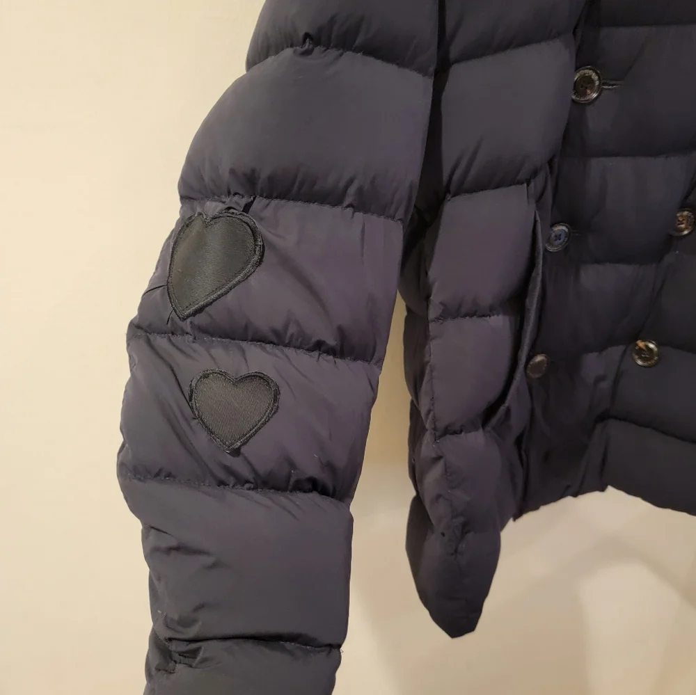 Moncler Women's size 3 black puffer with hearts winter jacket with hood down - Picture 6 of 16